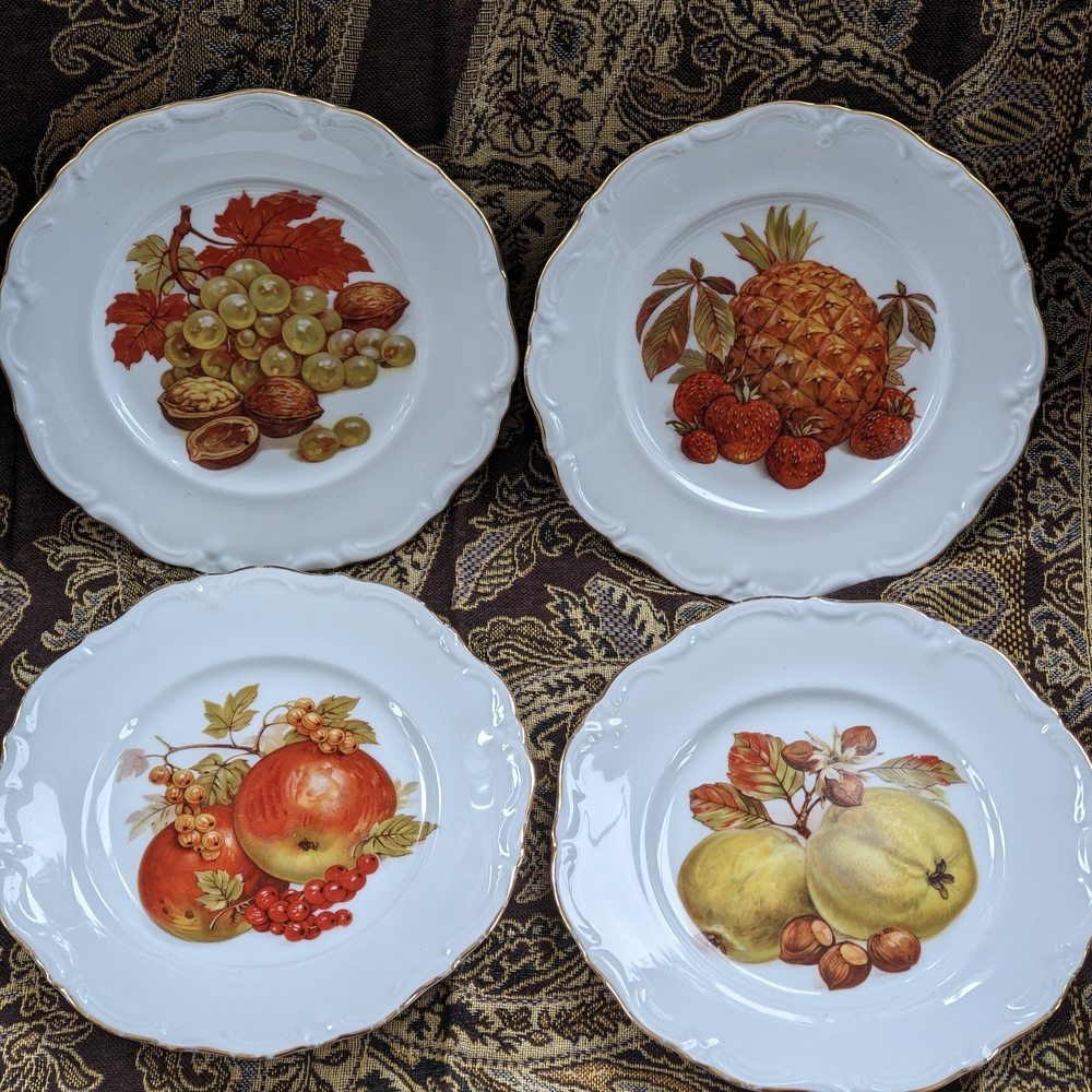 Fruit And Nut Embossed Side Plate Set Of 4